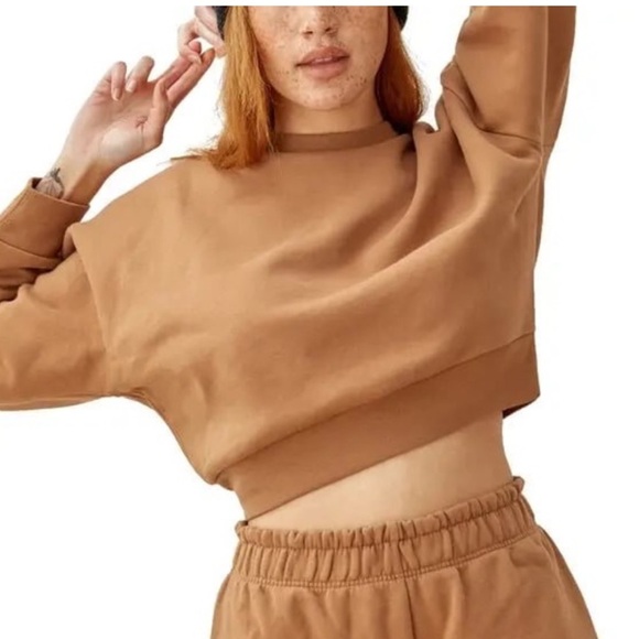 Reformation Jeans Hunter Crop Sweatshirt in brown size Large - Picture 1 of 9